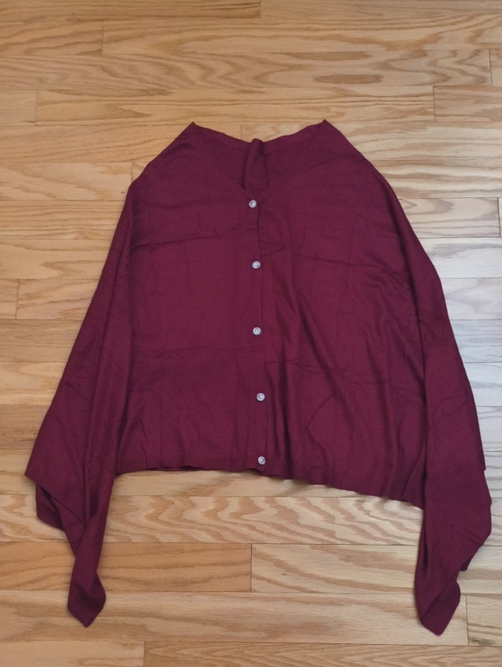 Unbranded Button-Front Lightweight Cardigan/Cape Deep Burgundy Size L/XL NWOT